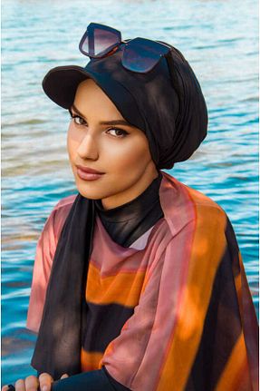 کلاه شنای حجاب مشکی زنانه Aişe Tesettür - کد 745132791