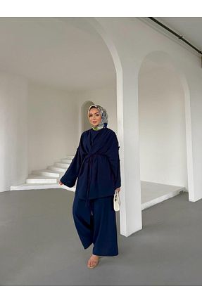 ست بالاتنه و پائین تنه سرمه ای زنانه بافتنی fmnbutik - کد 904665988