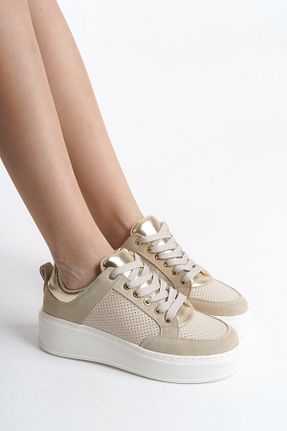 کفش اسنیکر بژ زنانه بند دار MORIA SHOES - کد 904669298