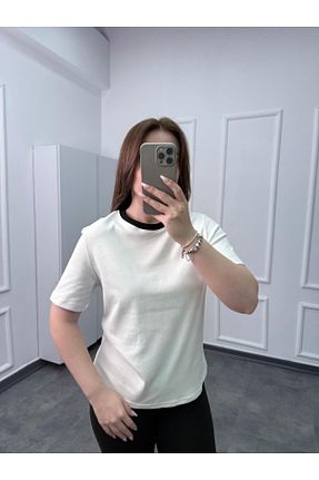 تیشرت سفید زنانه رگولار songül özdeş - کد 904688029
