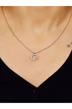 گردنبند جواهر طوسی زنانه روکش نقره ADURĞUT - کد 904679432