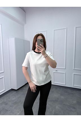 تیشرت سفید زنانه رگولار songül özdeş - کد 904688029