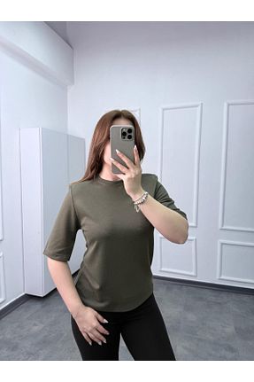 تیشرت خاکی زنانه رگولار songül özdeş - کد 904687055