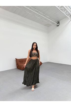 دامن خاکی زنانه ساده CinneMadonna - کد 904839289