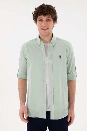 پیراهن سبز مردانه یقه ایستاده U.S. Polo Assn. - کد 904674673