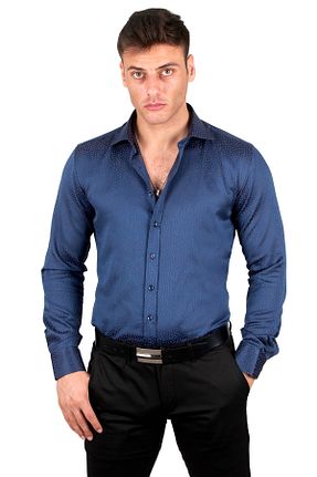 پیراهن سرمه ای مردانه اسلیم فیت Rizz up - کد 904688581