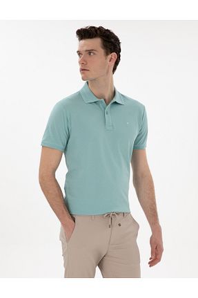 پولوشرت فیروزه ای مردانه پلی استر Pierre Cardin - کد 904674795