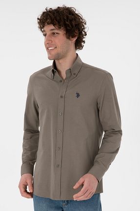 پیراهن قهوه ای مردانه یقه پیراهنی U.S. Polo Assn. - کد 904681707