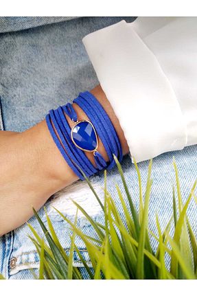 دستبند جواهر آبی زنانه سنگ طبیعی ZeynDesign - کد 653257749
