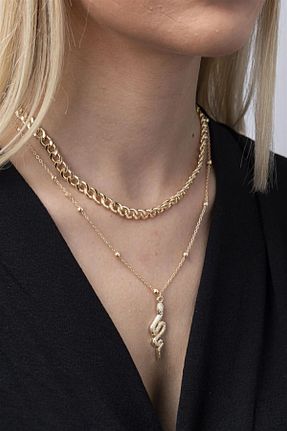 گردنبند جواهر طلائی زنانه برنجی ÇEHRELİZE - کد 69433913