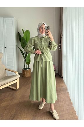 ست بالاتنه و پائین تنه حجاب سبز زنانه کلوش Genel Markalar - کد 904696472