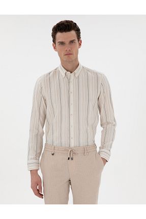 پیراهن خاکی مردانه رگولار Pierre Cardin - کد 904688776