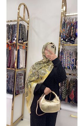 شال زرد زنانه ابریشم Modayız - کد 903116727