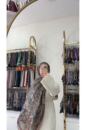 شال قهوه ای زنانه ابریشم MODAAY - کد 902829037