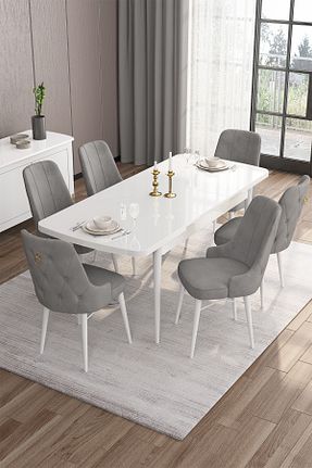 ست میز آشپزخانه سفید MDF Canisa Concept - کد 193348725