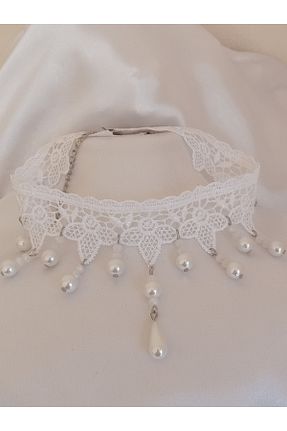گردنبند جواهر سفید زنانه منجق TakıBySultan - کد 901925639