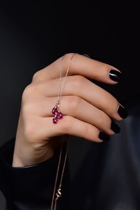 گردنبند نقره صورتی زنانه 925 عیار Papatya Silver - کد 267583251