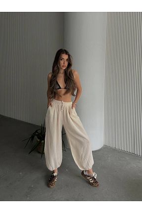 شلوار بژ زنانه پنبه ای Stil Sepeti - کد 904701456