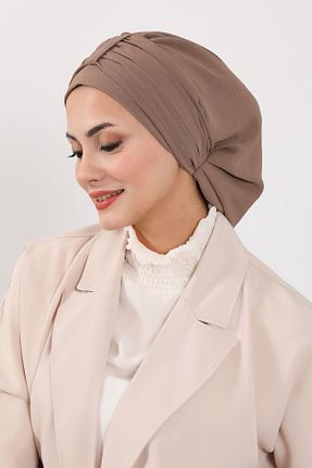 شال قهوه ای زنانه پلی استر Aisha