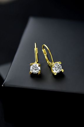 گوشواره نقره طلائی زنانه 925 عیار Papatya Silver - کد 127376899