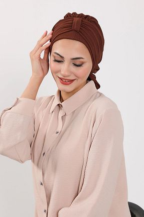 شال قهوه ای زنانه پلی استر Aisha