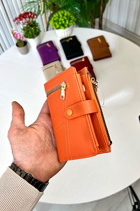 کیف پول نارنجی زنانه سایز متوسط CüzCan - کد 881418276