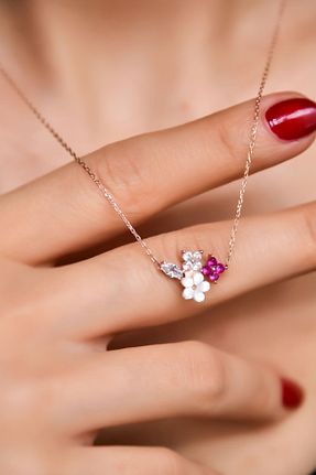 گردنبند نقره صورتی زنانه 925 عیار Papatya Silver - کد 259331136