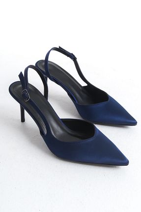 کفش پاشنه بلند کلاسیک سرمه ای زنانه ساتن Shoesers - کد 903223236