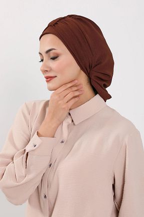 شال قهوه ای زنانه پلی استر Aisha