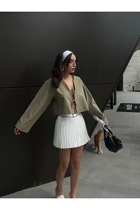بلوز خاکی زنانه ساده minaaise - کد 905072535