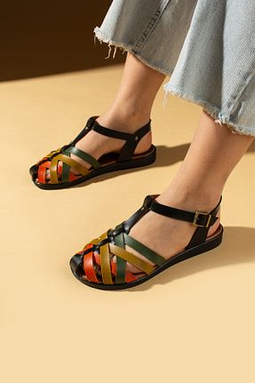 صندل مشکی زنانه پاشنه تخت Pembe Potin - کد 904813229