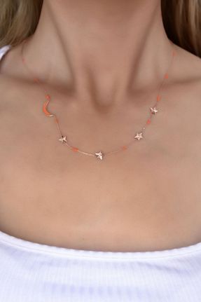 گردنبند نقره صورتی زنانه 925 عیار Papatya Silver - کد 139347232