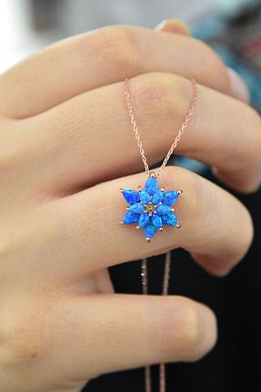 گردنبند نقره آبی زنانه 925 عیار Papatya Silver - کد 81244648