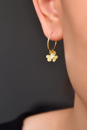 گوشواره نقره طلائی زنانه 925 عیار Papatya Silver - کد 270945938
