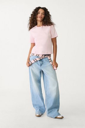 تیشرت صورتی زنانه رگولار Stradivarius - کد 896610834