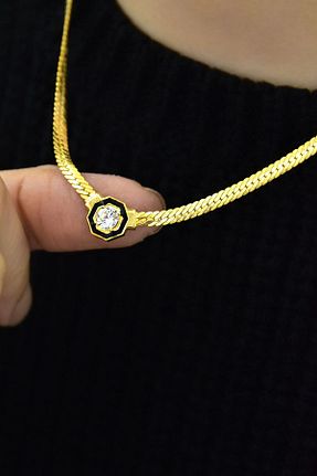 گردنبند نقره طلائی زنانه 925 عیار Papatya Silver - کد 86843854
