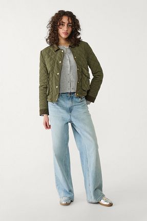 کاپشن خاکی زنانه Straight Stradivarius - کد 853223398