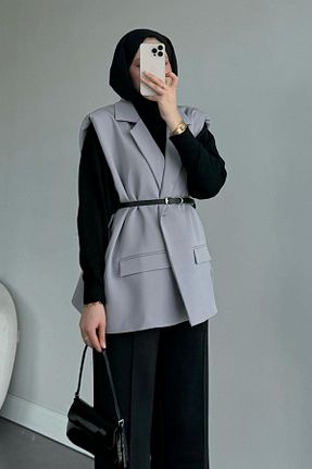 جلیقه حجاب طوسی زنانه رگولار HAZA MODA - کد 904828352