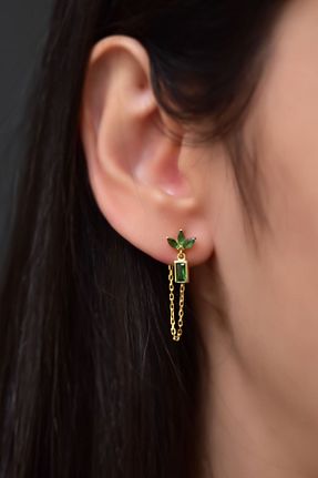گوشواره نقره طلائی زنانه 925 عیار Papatya Silver - کد 357898850