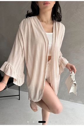 کیمونو و کافتان طوسی زنانه بافت Renginbutik - کد 904825004