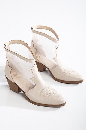 بوت / نیم بوت بژ زنانه چرم مصنوعی MS SUGAR SHOES - کد 903970917