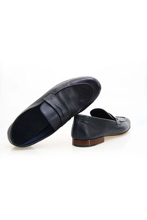 کفش کلاسیک سرمه ای مردانه چرم خالص Butik - کد 904821277