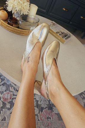 کفش مجلسی طلائی زنانه پاشنه ضخیم Topukla Footwear - کد 904825630