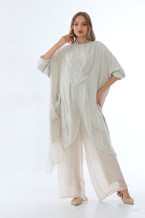کیمونو و کافتان بژ زنانه ابریشم Bohem Stil - کد 813552897