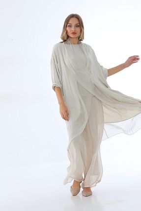 کیمونو و کافتان بژ زنانه ابریشم Bohem Stil - کد 813552897