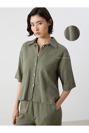 پیراهن سبز زنانه یقه پیراهنی LC Waikiki - کد 904830610