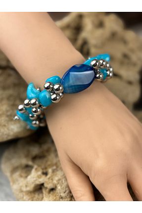 دستبند جواهر آبی زنانه سنگ طبیعی SEDEF TAKI - کد 904875491