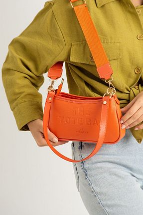 کیف دوشی نارنجی زنانه چرم مصنوعی NBİBAGS - کد 792140991