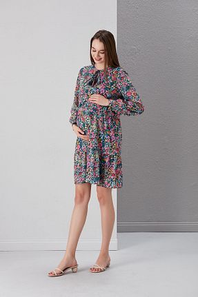 تونیک بارداری سرمه ای زنانه بافتنی LİYACA - کد 904900756