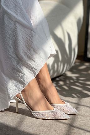 کفش پاشنه بلند کلاسیک سفید زنانه File NİŞANTAŞI SHOES - کد 904710553